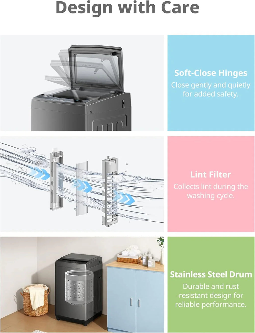 Machine à laver portable Comfee, 0,9 pied cube, avec écran LED et tambour intégré