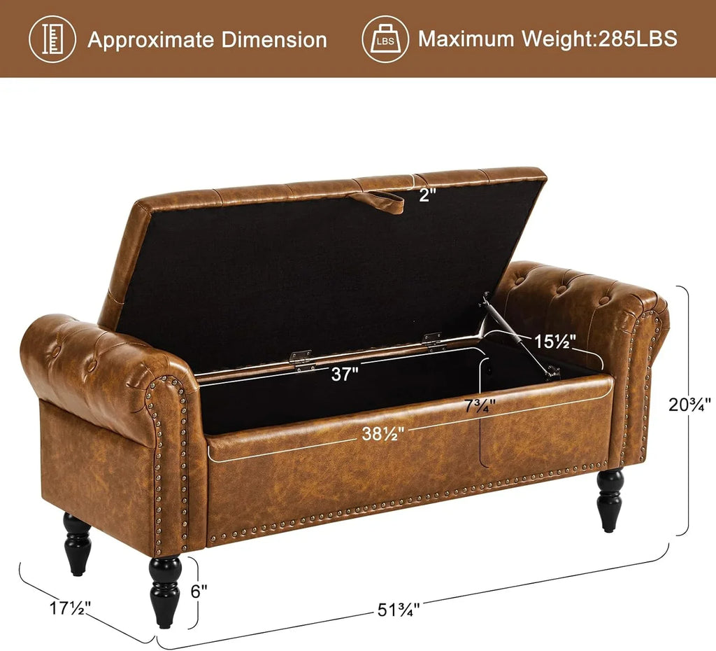 Tabouret de rangement moderne Furniliving, tabouret de bout de lit en bois massif Sherpa, tabouret rembourré tabouret d'intérieur