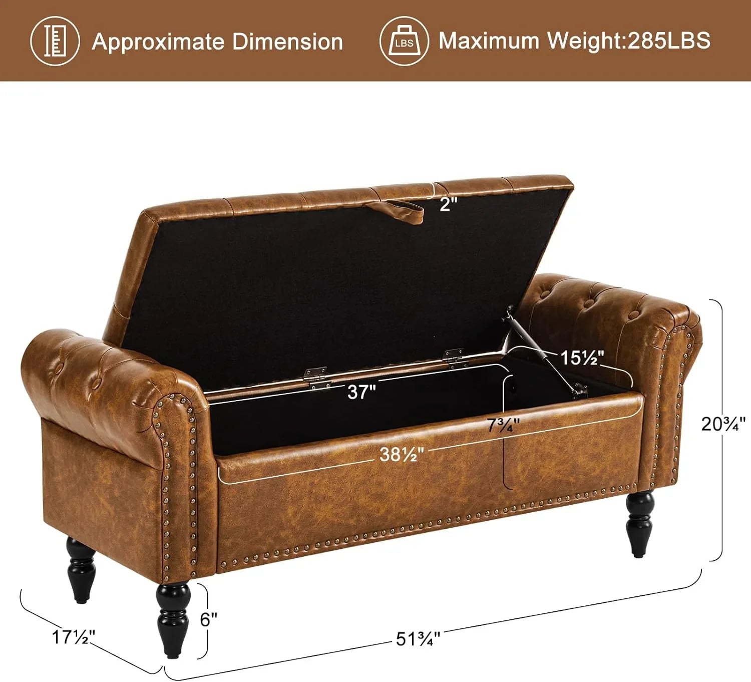 Tabouret de rangement moderne Furniliving, tabouret de bout de lit en bois massif Sherpa, tabouret rembourré tabouret d'intérieur