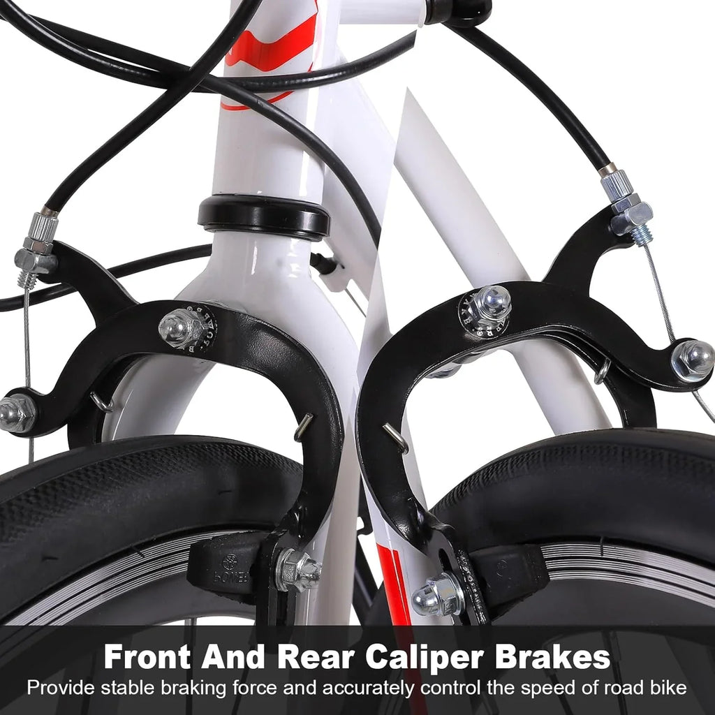 Vélo de route WEIZE, vélo de ville avec roues 700C, guidon Shimano 14 vitesses, vélo de course adulte avec freins à étrier, vélo hybride en acier à haute teneur en carbone