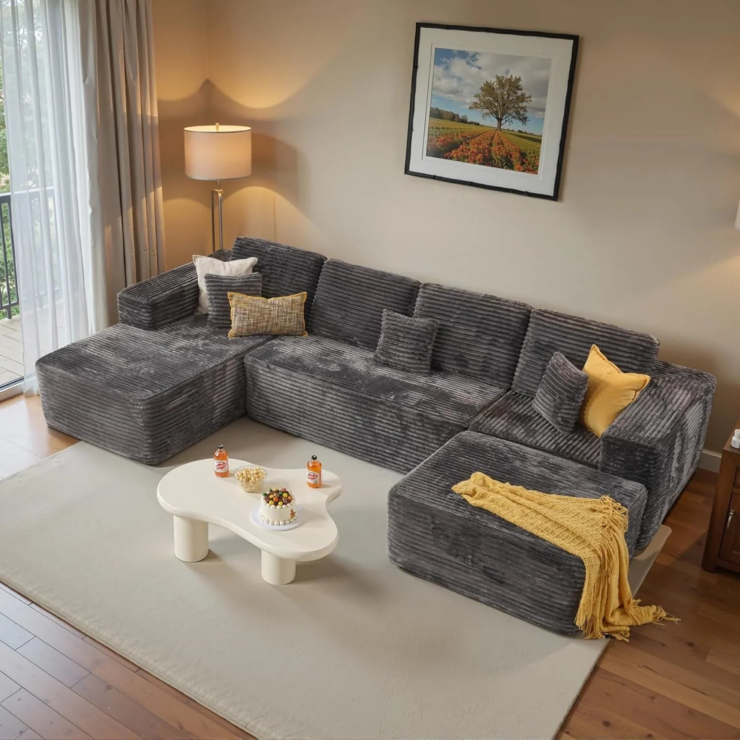 Canapé Ovios 104" Cloud Section Fauteuil en L, canapé modulaire moderne