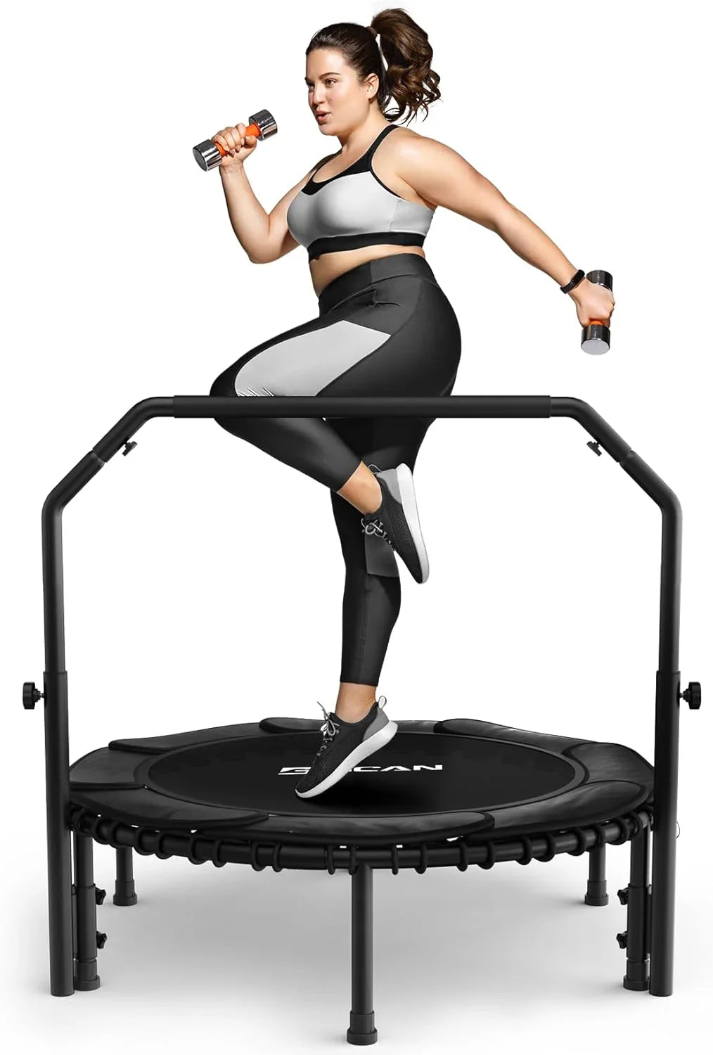 Mini-trampoline pliable BCAN 450/550 lb, trampoline de fitness 40"/48" stable et silencieux