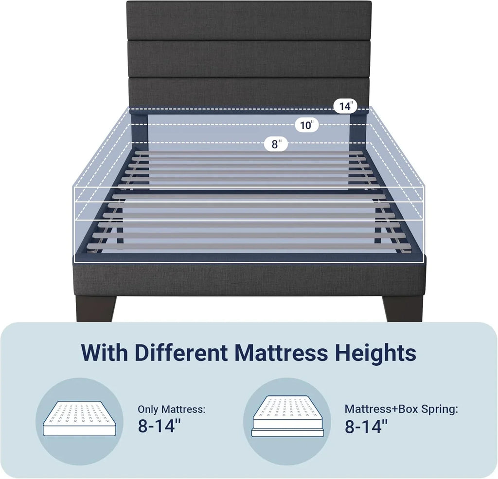 Cadre de lit plateforme Allewie King size avec tête de lit et planches rembourrées en velours
