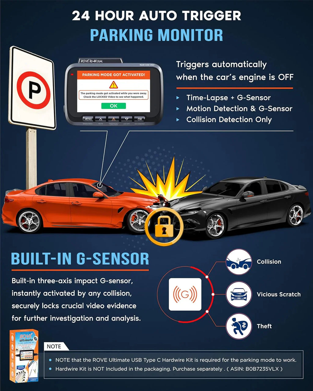 Enregistreur de conduite, double caméra d'instruments avant et arrière, capteur Starvis 2, carte 128 Go gratuite