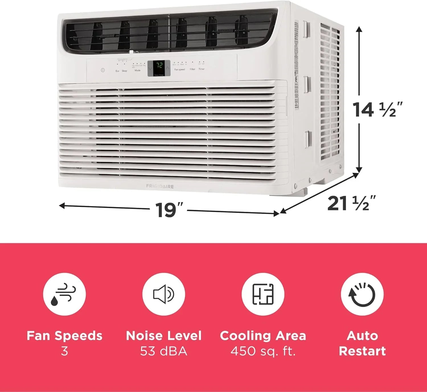 Climatiseur de fenêtre Frigidaire 5 000 BTU avec télécommande, refroidit jusqu'à 150 pi², fonctionnement silencieux
