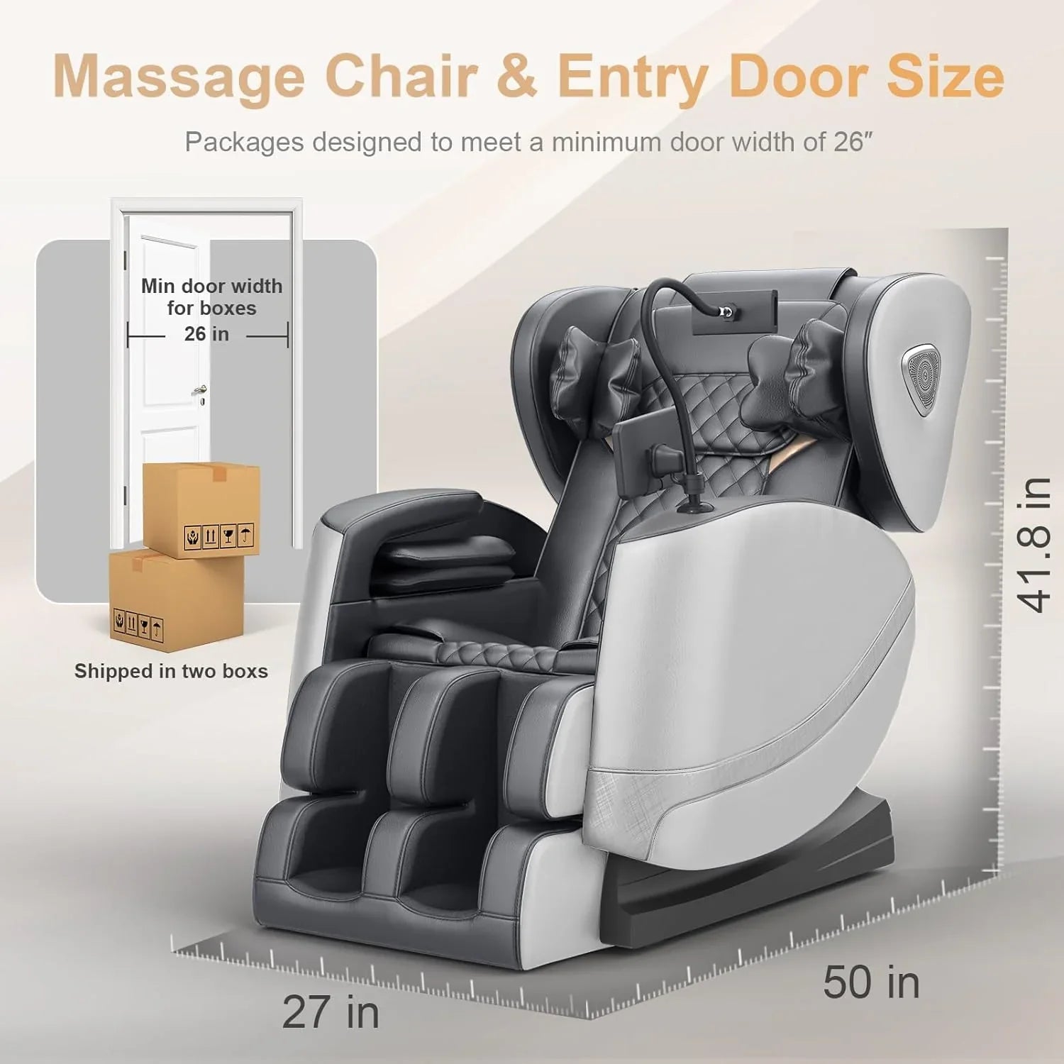 Fauteuil de massage complet, fauteuil de massage à gravité zéro avec 10 rouleaux fixes, chauffage, massage des pieds
