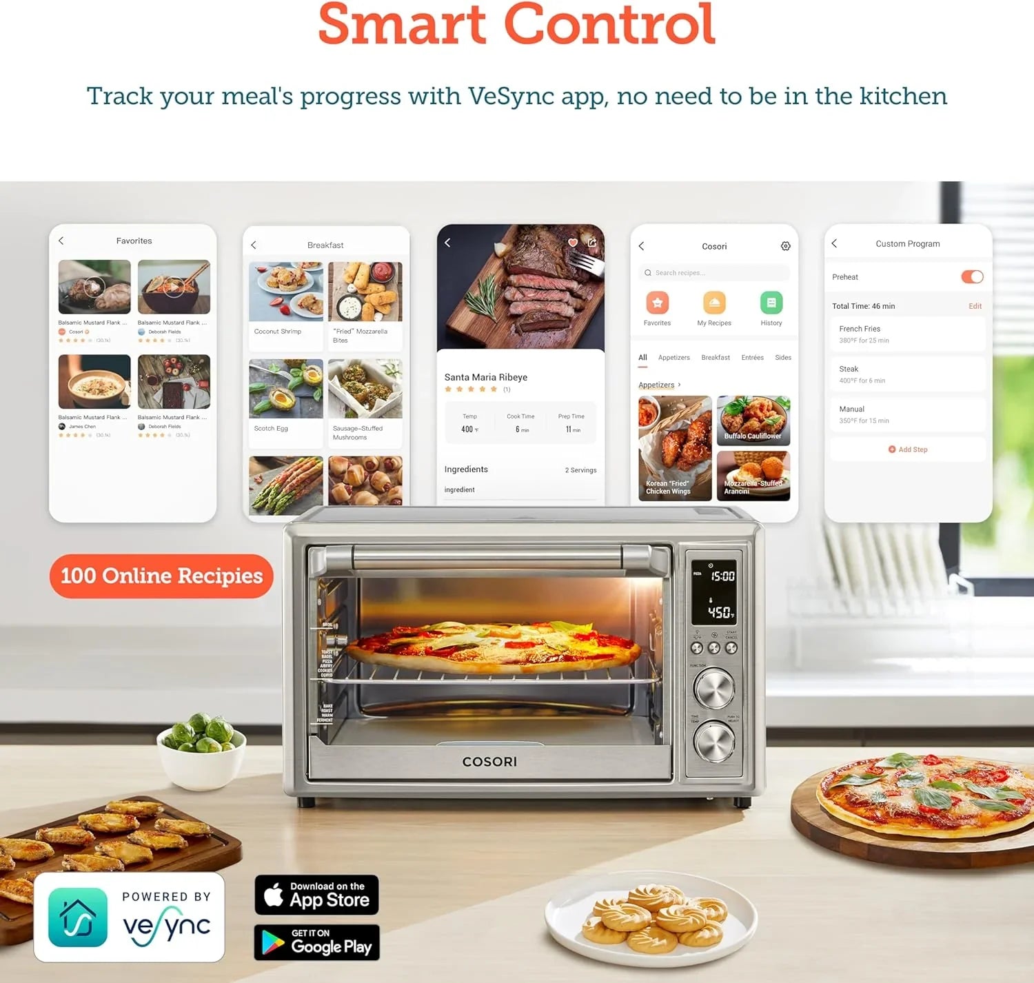 Four combiné friteuse à air 13 en 1, 32 pintes, four à convection à commande vocale et application