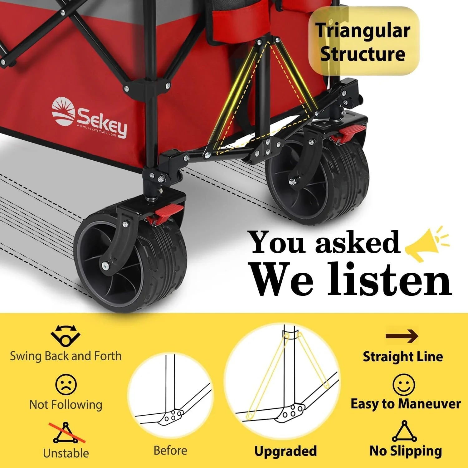 Chariot de voyage pliable Sekey de 122 cm de long, capacité de charge de 200 kg, chariot de jardin polyvalent et robuste de 300 litres.