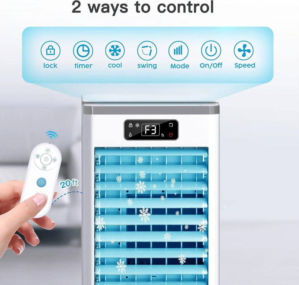 Climatiseur portatif sans fenêtre, refroidisseur d'air par évaporation, minuterie d'arrêt automatique intelligente de 12 heures