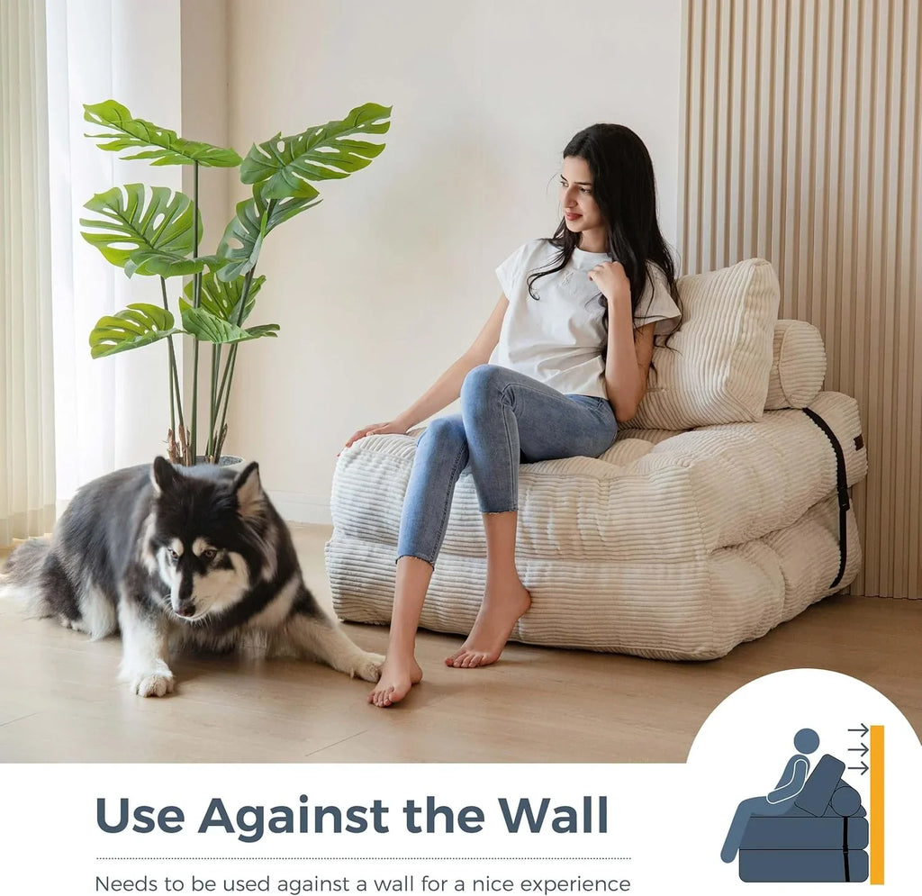 Canapé-lit pliant MAXYOYO, fauteuil convertible avec oreiller, matelas pliable avec support dorsal, fauteuil-lit pliant portable