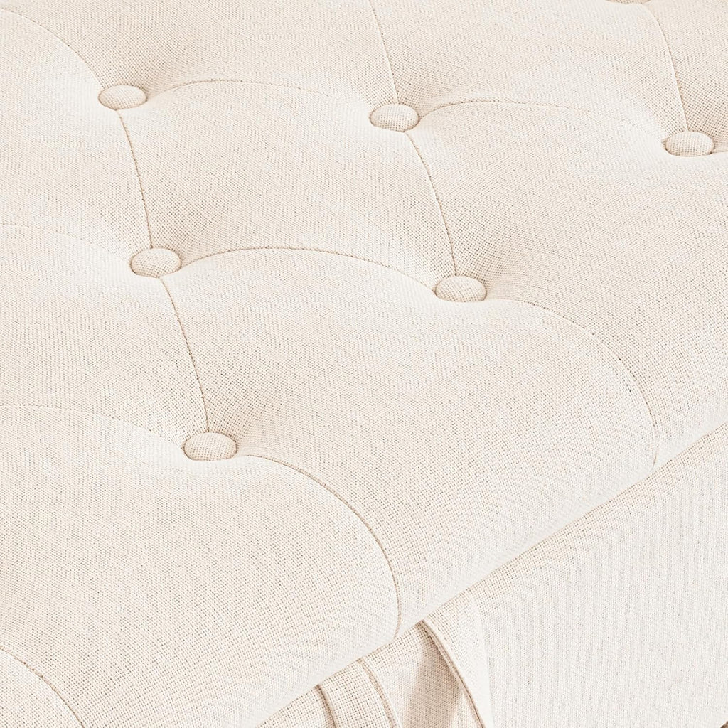 Tabouret de rangement moderne Furniliving, tabouret de bout de lit en bois massif Sherpa, tabouret rembourré tabouret d'intérieur