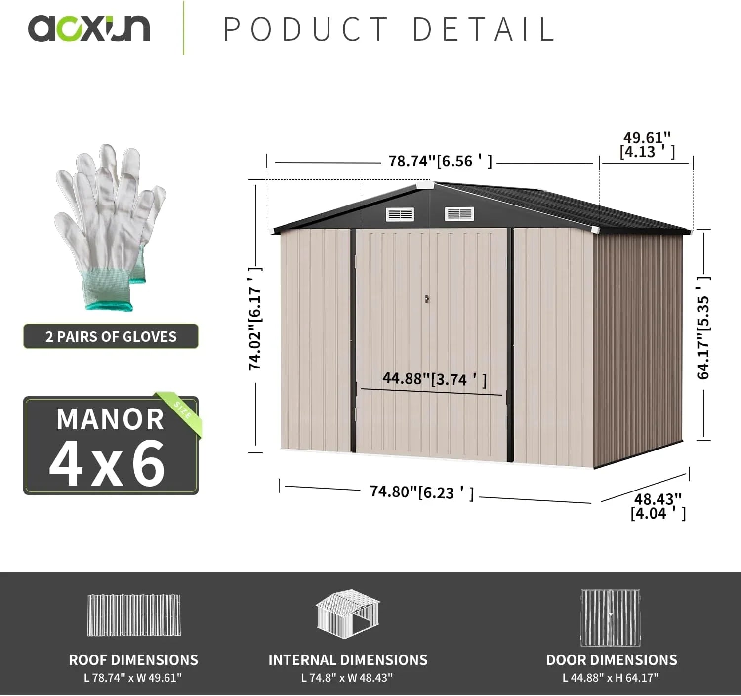 Abri de jardin en métal Aoxun 3,6 x 3 m, abri de jardin extérieur étanche, abri de jardin multifonctionnel en acier avec porte et serrure