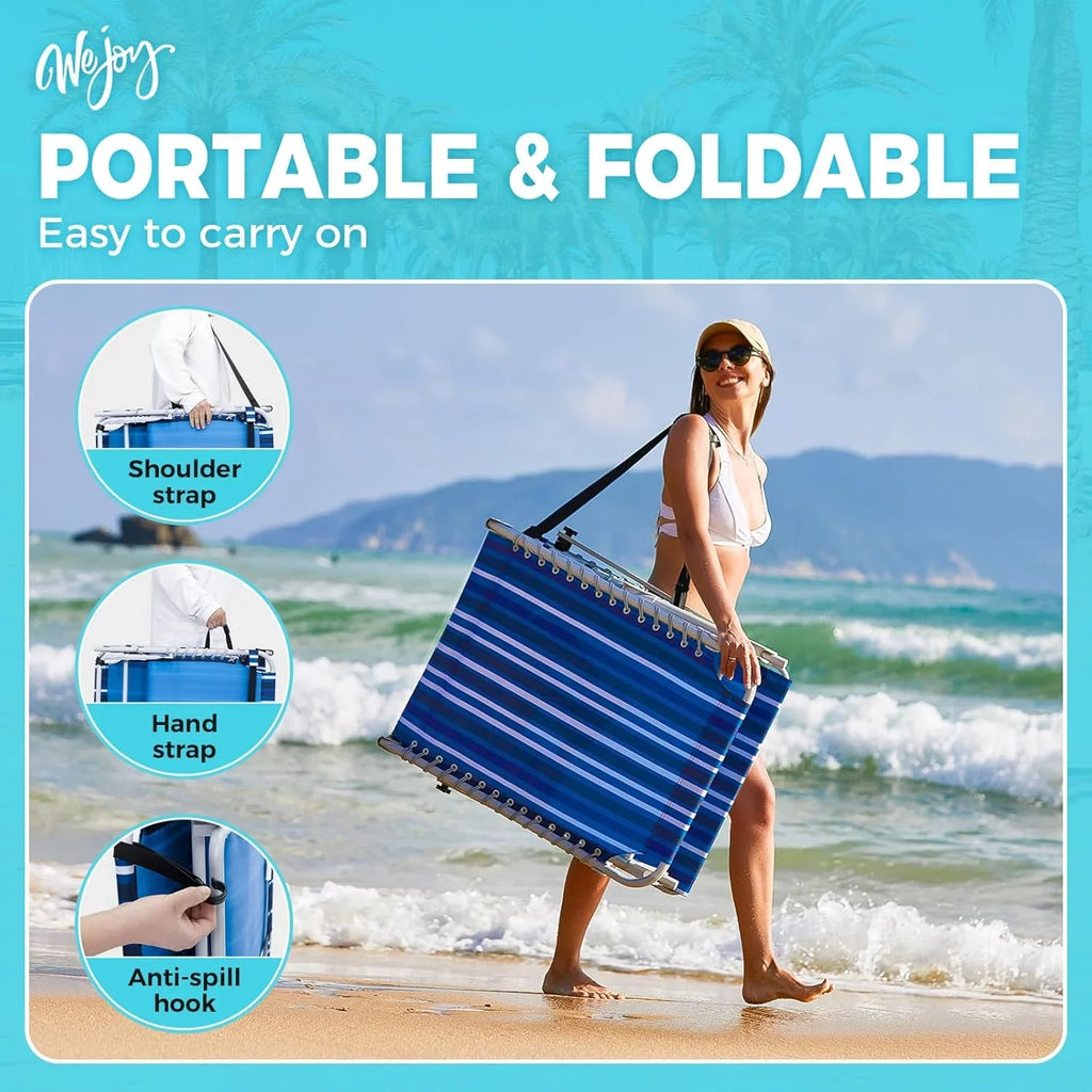 Lot de 2 chaises longues d'extérieur - Chaise longue pliante portable pour patio, piscine, camping, inclinable et réglable sur 5 positions