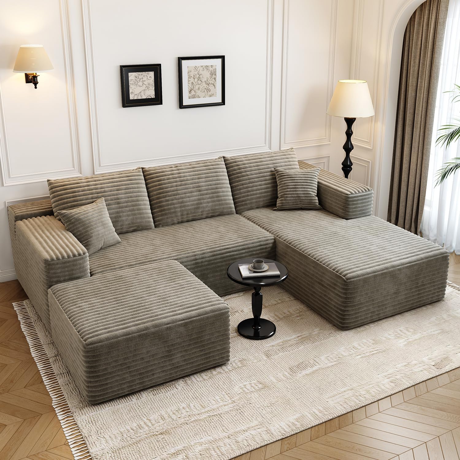 Canapé modulaire sectionnel Cloud de 107,5 pouces avec chaise longue en L, canapé rembourré minimaliste moderne, canapé d'angle à assise profonde