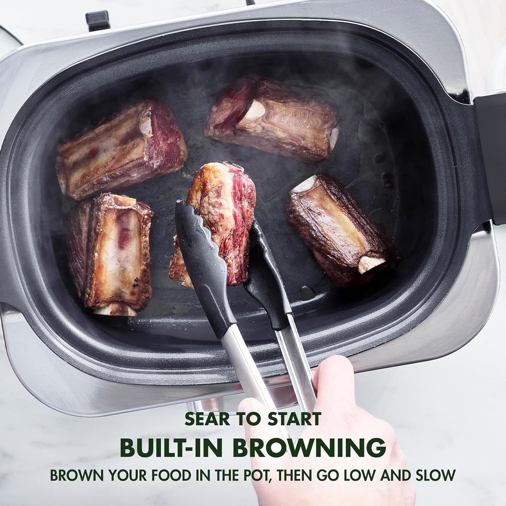 Mijoteuse électrique programmable 8 en 1 de 6 litres avec couvercle lavable au lave-vaisselle et base amovible