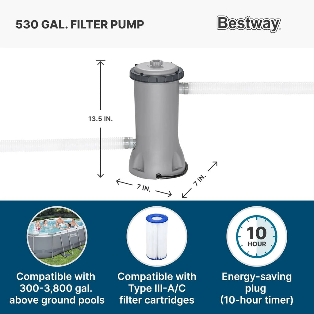 Piscine hors sol ovale Power Steel 4,3 m x 2,4 m x 100 cm | Comprend une pompe de filtration de 2070 litres, une échelle et un distributeur ChemConnect.