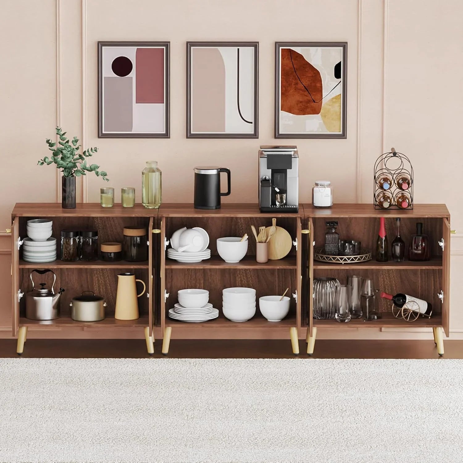 Meuble indépendant en bois noir pour salon, chambre, salle à manger et couloir