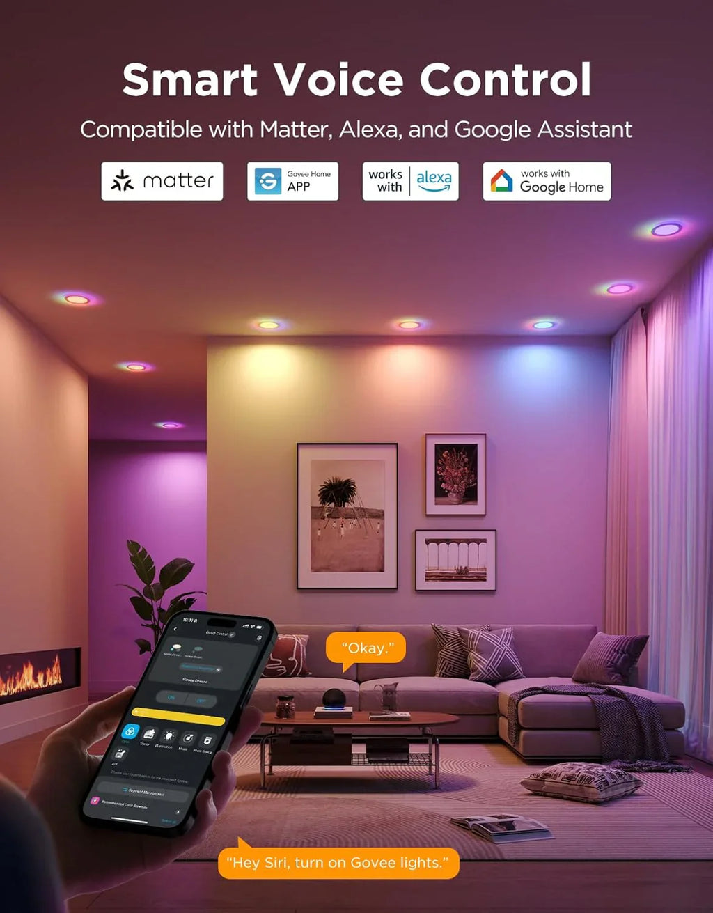 Éclairage encastré intelligent 6" à intensité variable 1100 lm sans câble avec boîte de jonction