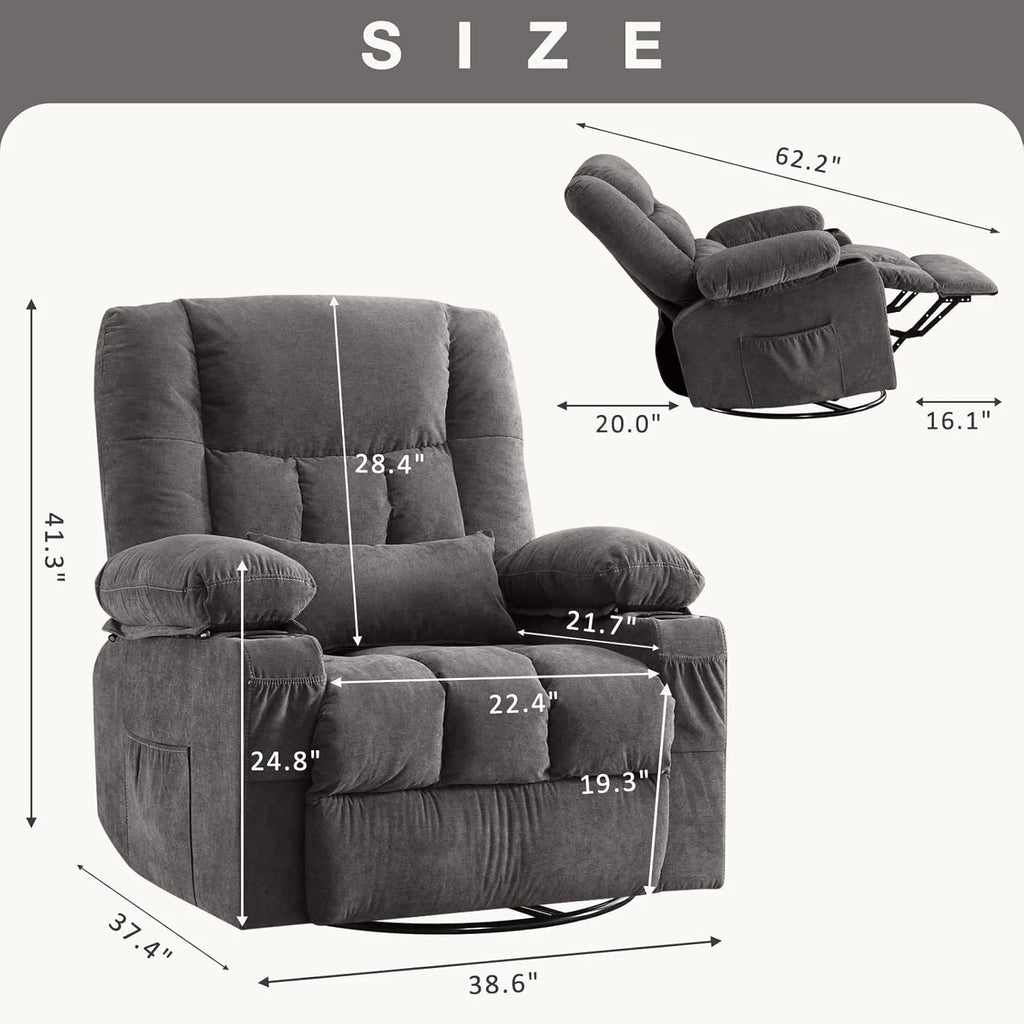 Fauteuil de massage rotatif à bascule avec fonctions de massage par vibration et de mesure des calories