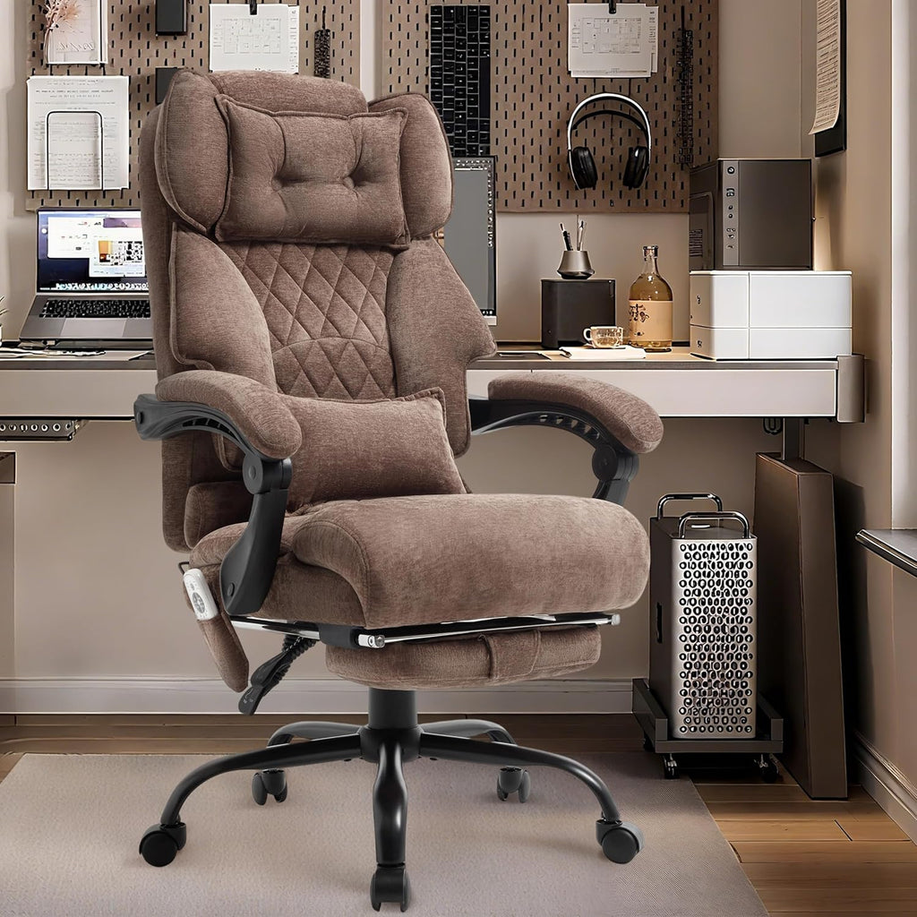 Chaise de bureau de massage avec repose-pieds, grande et haute chaise de bureau en cuir 500 lb