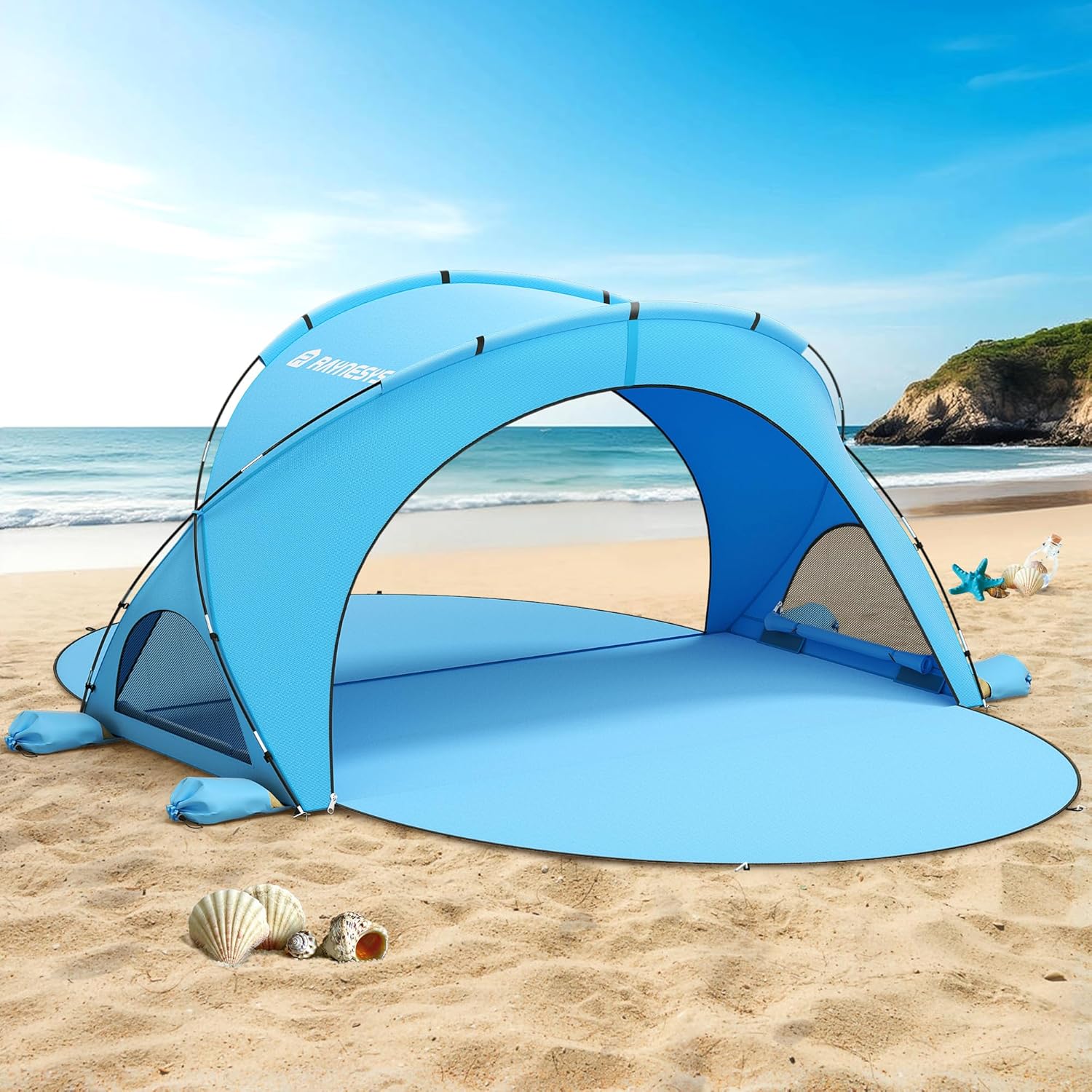 Parasol de plage, tente pare-soleil de plage avec protection UV UPF50+