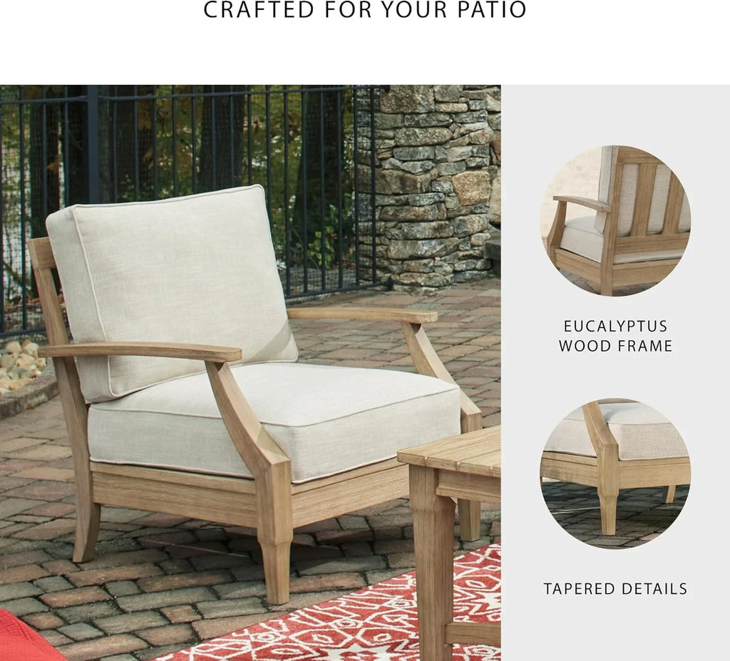 Terrasse extérieure avec vue sur la côte et canapé en eucalyptus