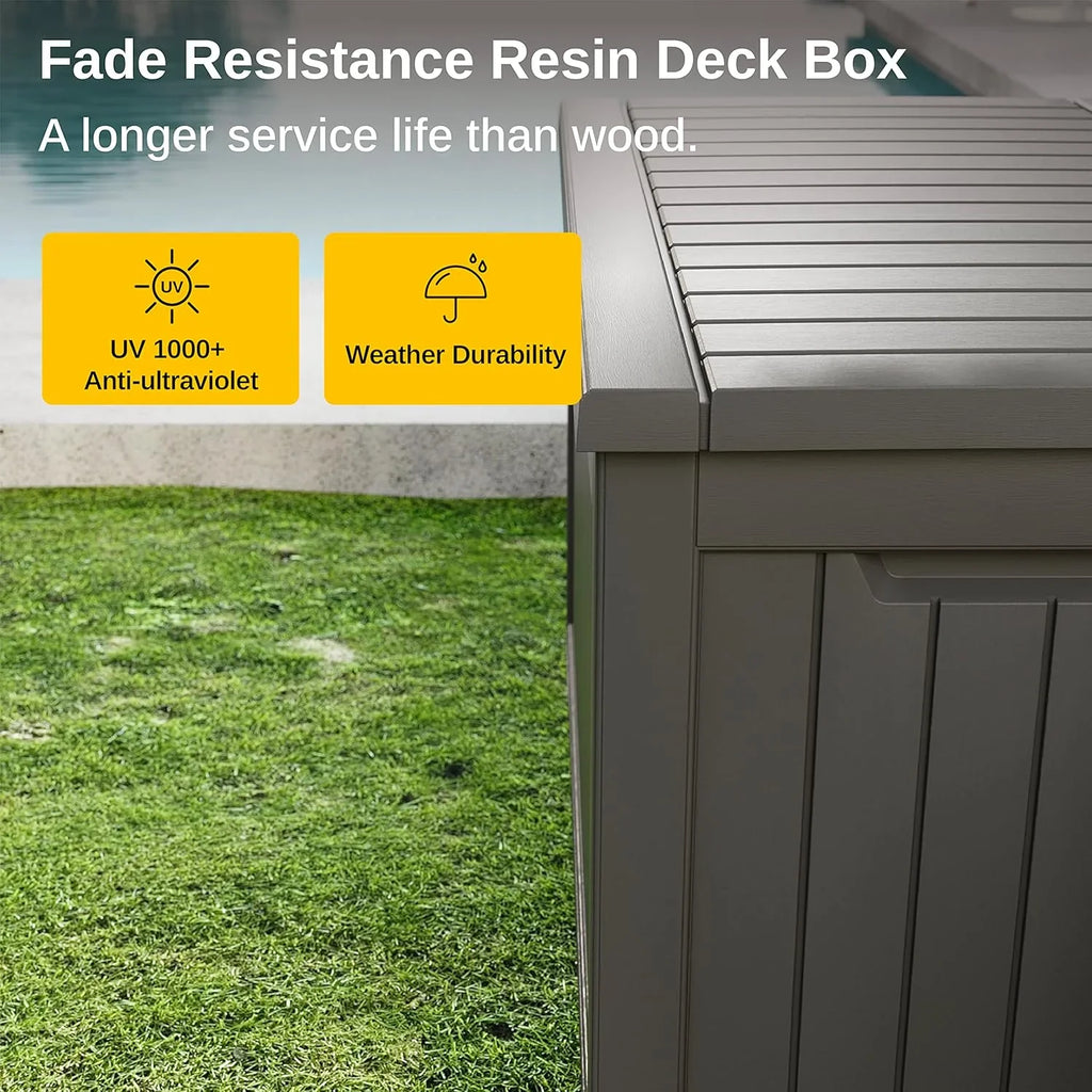 Coffre de rangement extérieur EAST OAK, coffre de terrasse de 60 gallons, utilisation intérieure et extérieure, bac de rangement en résine imperméable