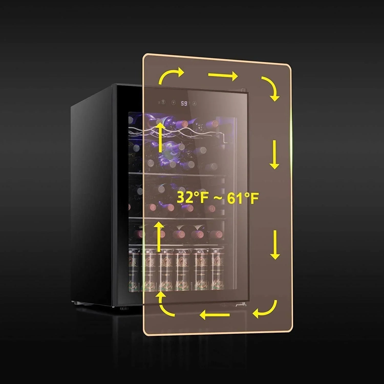 Refroidisseur à vin Antarctic Star 26 bouteilles 130 canettes Réfrigérateur à boissons Mini refroidisseur à vin