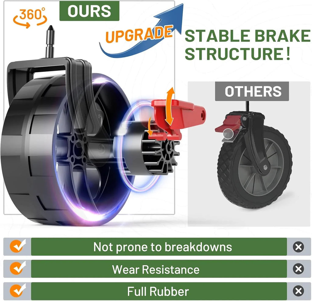 Chariot pliable à deux étages de grande capacité de 400 L avec freins, chariot extra-long de 54 pouces, chariot pliable robuste de 450 livres