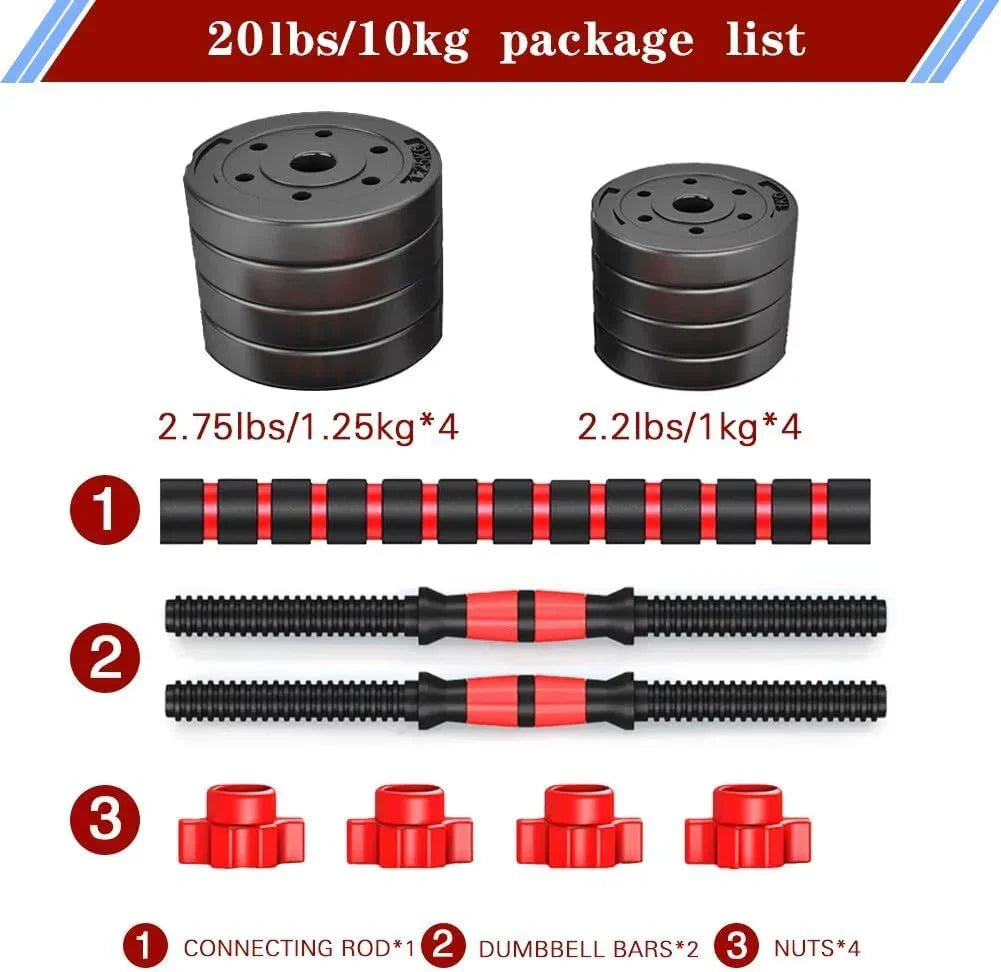 Ensemble d'haltères réglables, paire d'haltères à poids libre convertible en barre