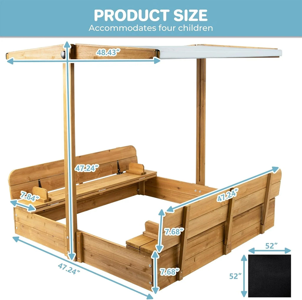Bac à sable pour enfants avec couvercle, bac à sable extérieur en bois avec couvercle, protection UV