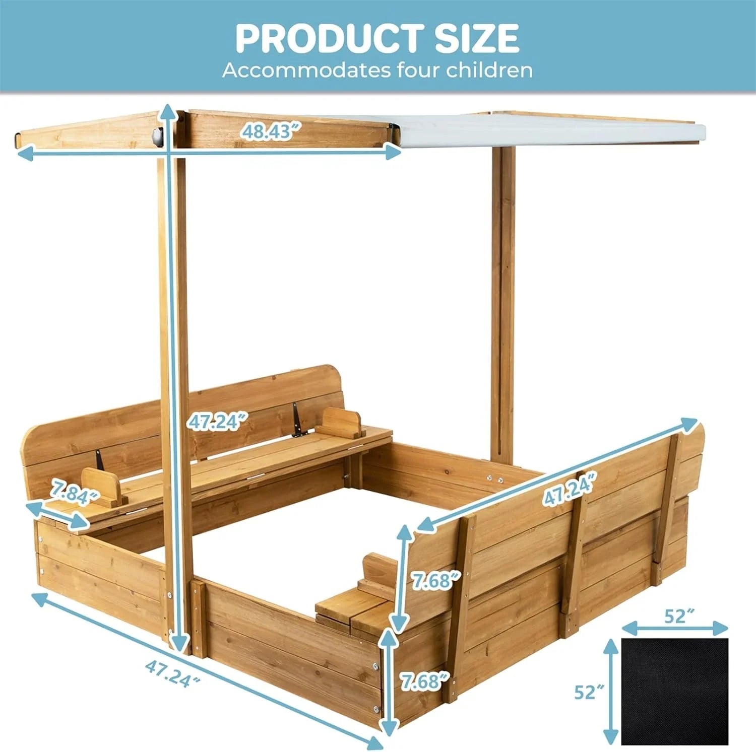 Bac à sable pour enfants avec couvercle, bac à sable extérieur en bois avec couvercle, protection UV