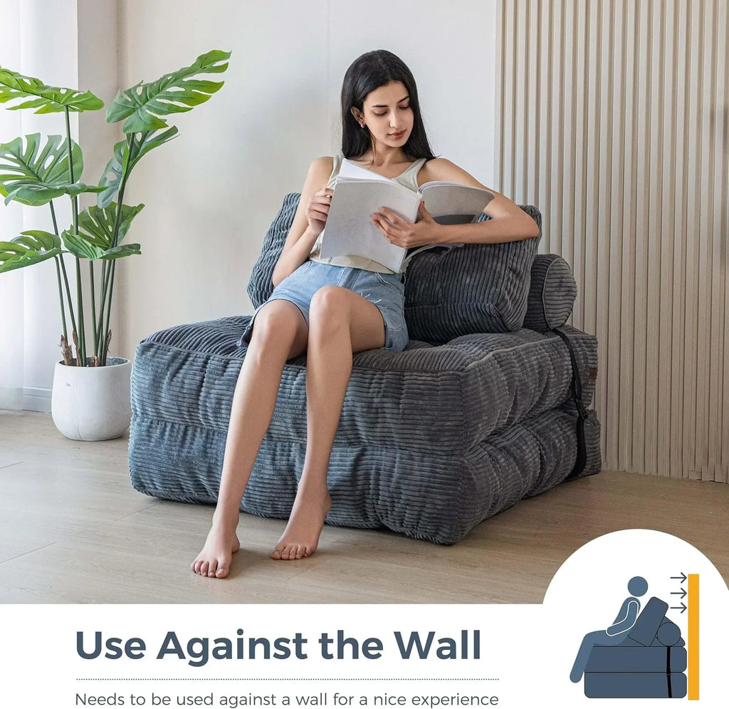 Canapé-lit pliant MAXYOYO, fauteuil convertible avec oreiller, matelas pliable avec support dorsal, fauteuil-lit pliant portable