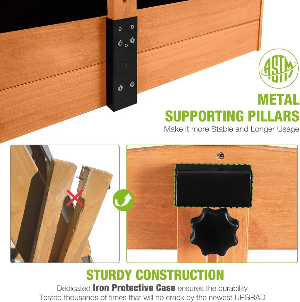 Bac à sable extérieur en bois pour enfants avec auvent, 2 bancs pliants, toit rétractable et pare-sable