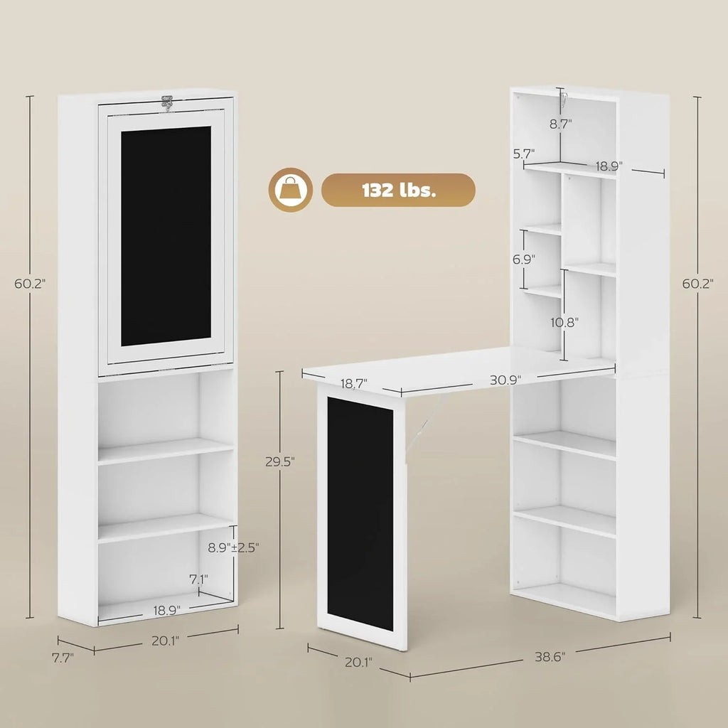 Bureau pliant convertible, armoire de bureau murale, poste de travail multifonctionnel pour le bureau à domicile