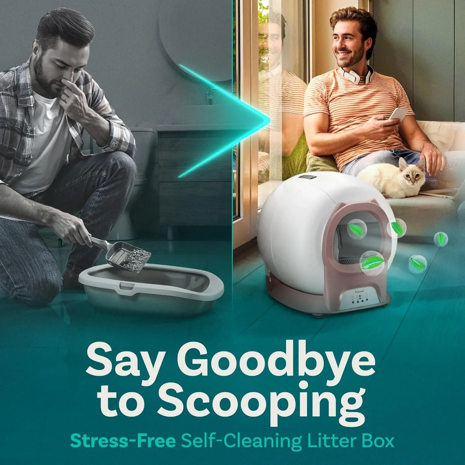 Bac à litière automatique pour chat autonettoyant avec capteur de sécurité, adapté à plusieurs chats