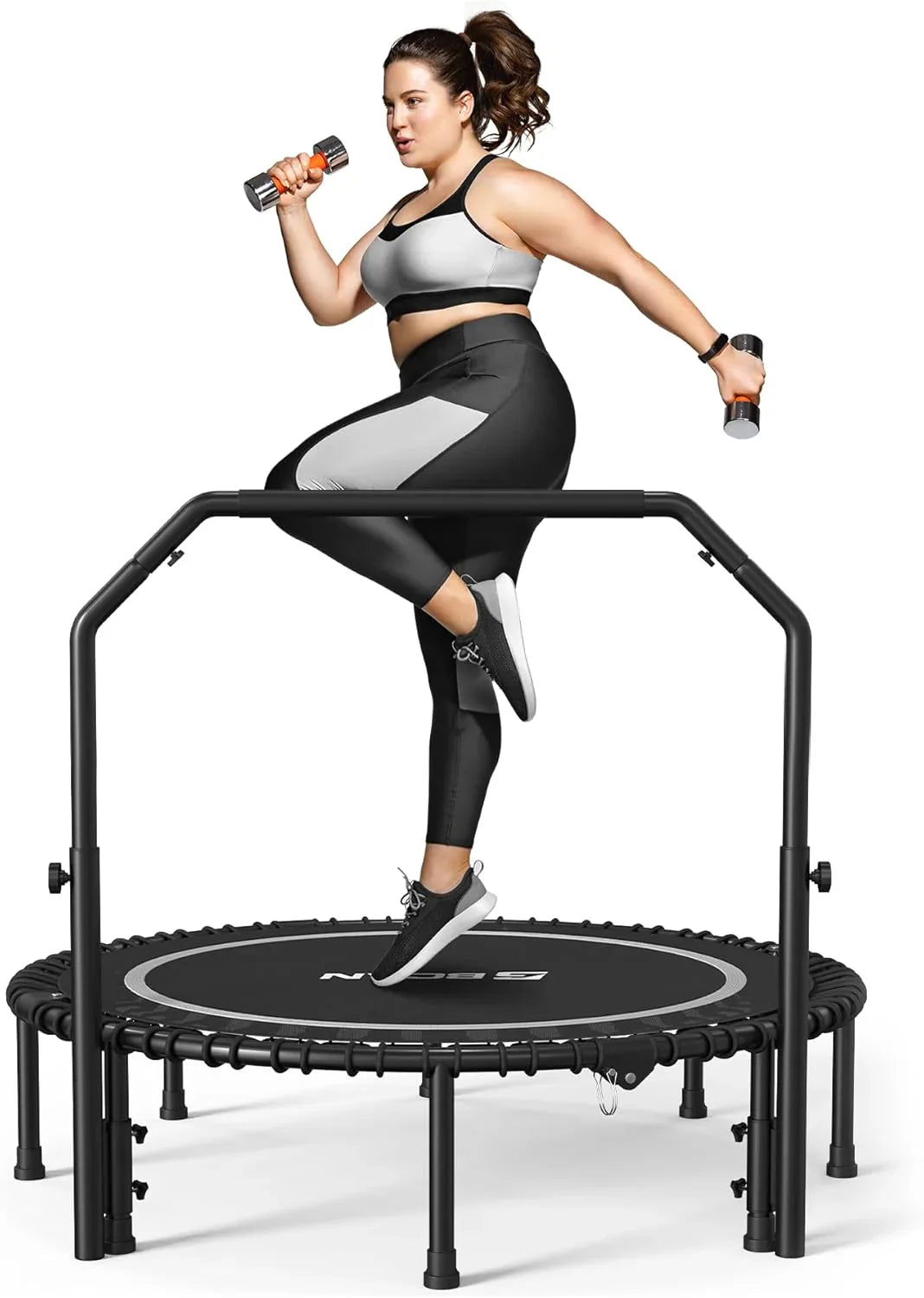 Mini-trampoline pliable BCAN 450/550 lb, trampoline de fitness 40"/48" stable et silencieux