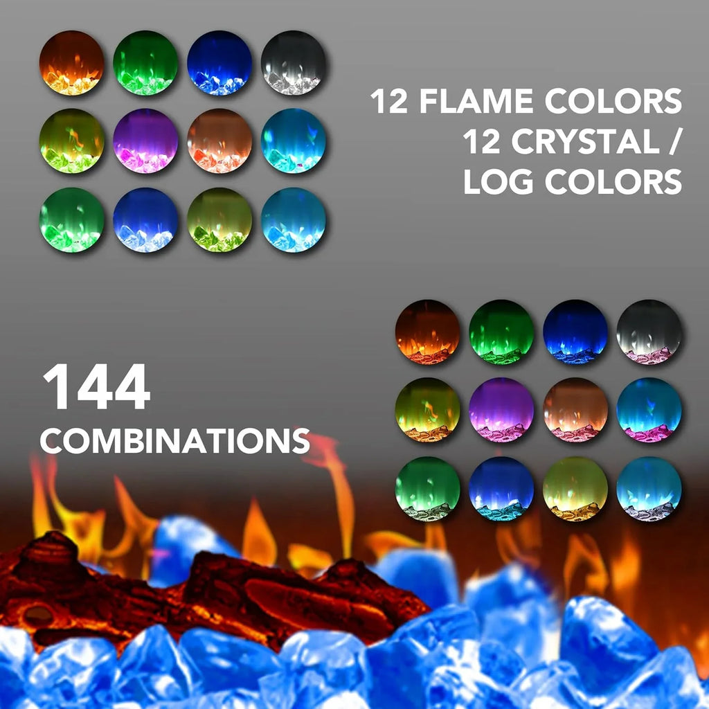 EUHOMY Cheminée électrique encastrée et murale de 50 pouces avec couleur de flamme réglable, chauffage de cheminée avec télécommande, cheminée linéaire avec minuterie, écran tactile, bûche et cristal, 750/1500 W