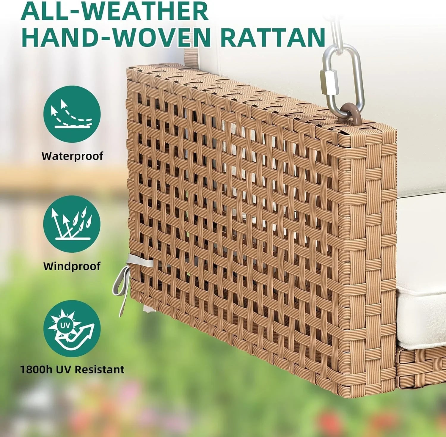 YITAHOME Balancelle suspendue pour porche, 3 places, banc d'extérieur en osier