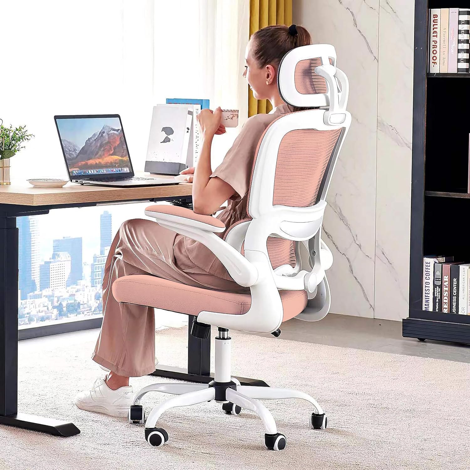 Chaise de bureau ergonomique TRALT, 150 kg, chaise de jeu à domicile avec roulettes