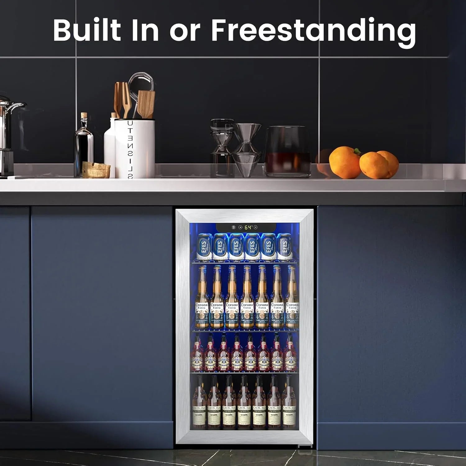 Mini-réfrigérateur 130 canettes, 3,2 pi³, pour boissons, sodas, vin, bière, température réglable pour le bureau et la maison.