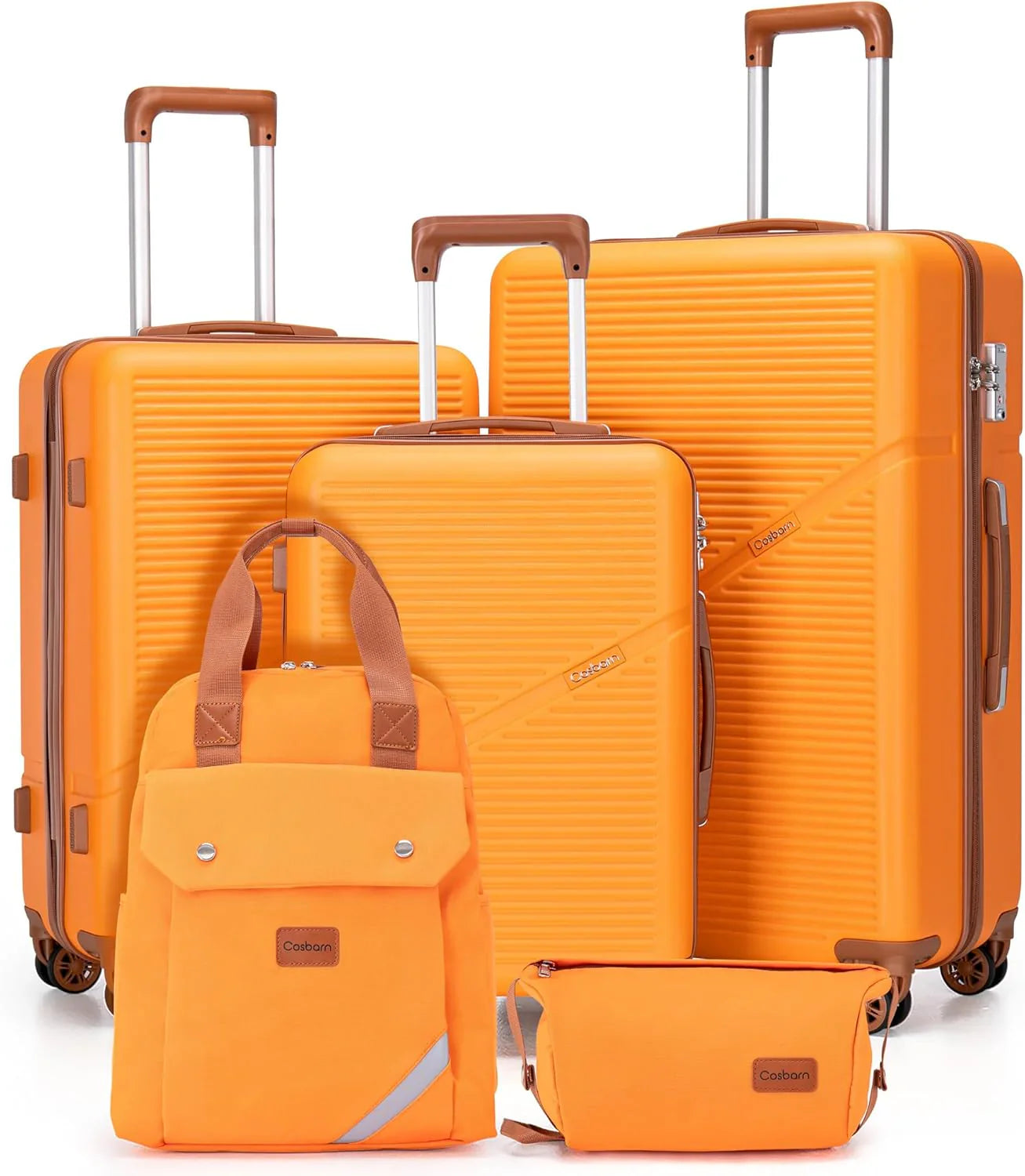Ensemble de 5 valises à roulettes pivotantes, valises rigides en ABS avec serrure TSA, valise de voyage légère et étanche, unisexe, gris