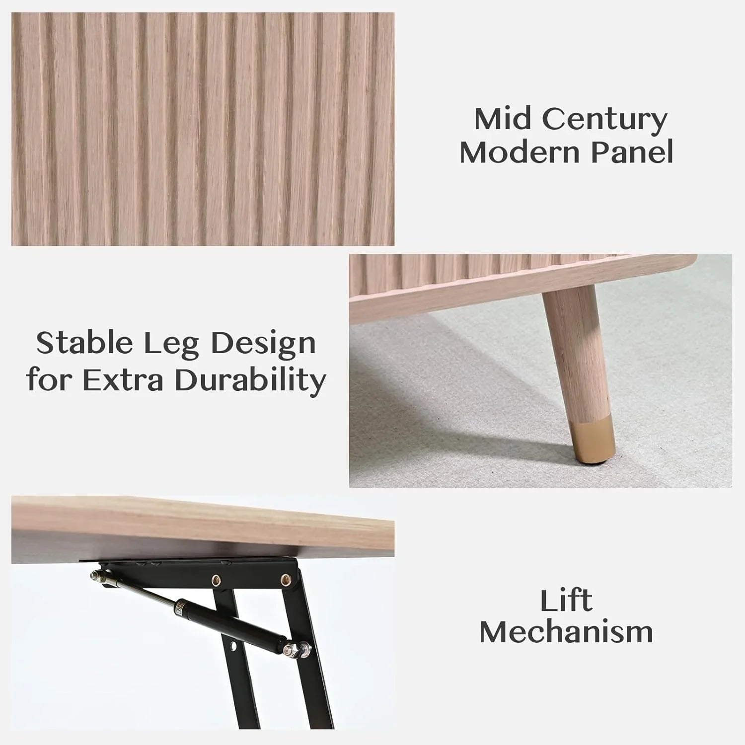 Table basse ronde avec rangement, table centrale encastrée avec portes coulissantes