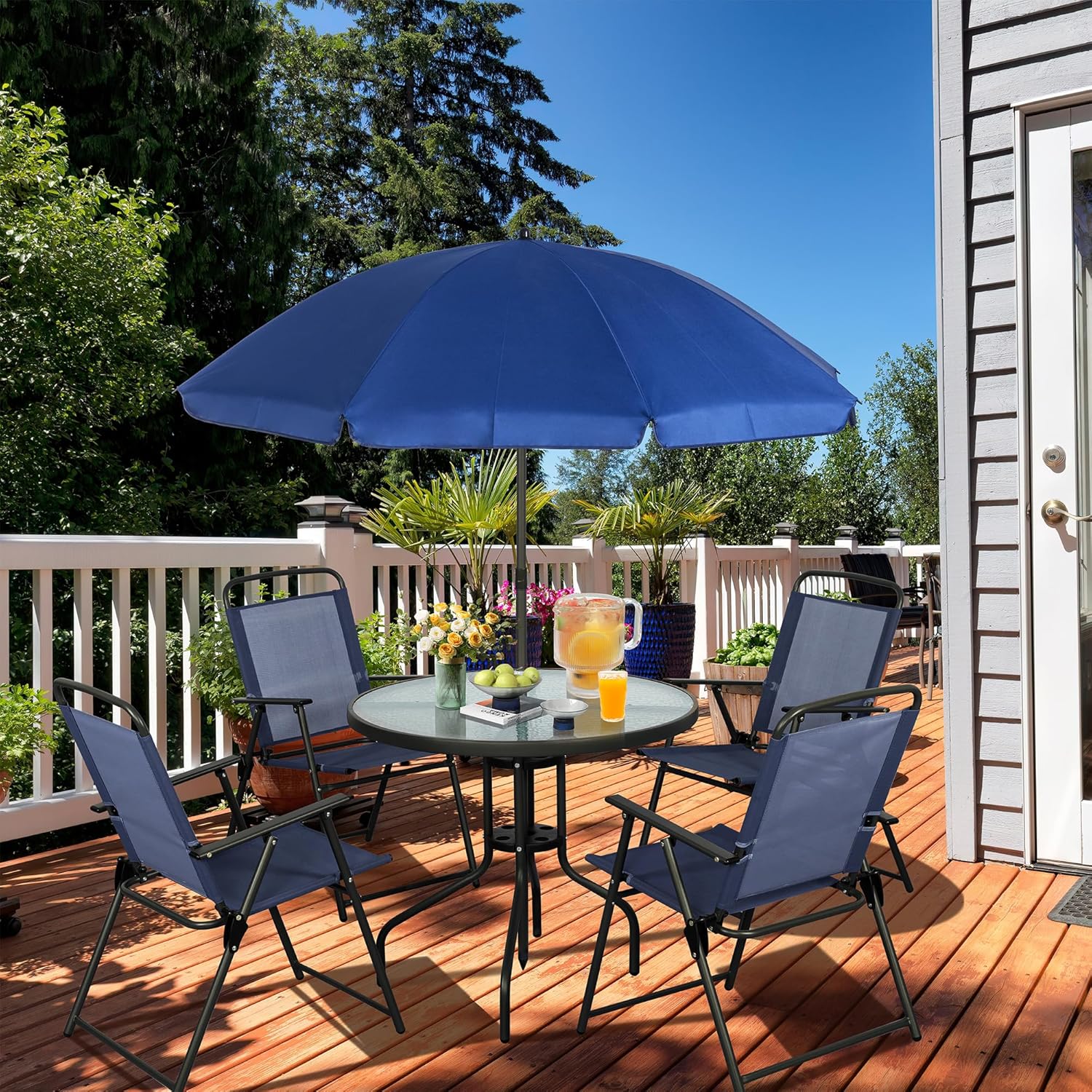 Ensemble table et chaises de salle à manger pliantes Vongrasig 6 pièces