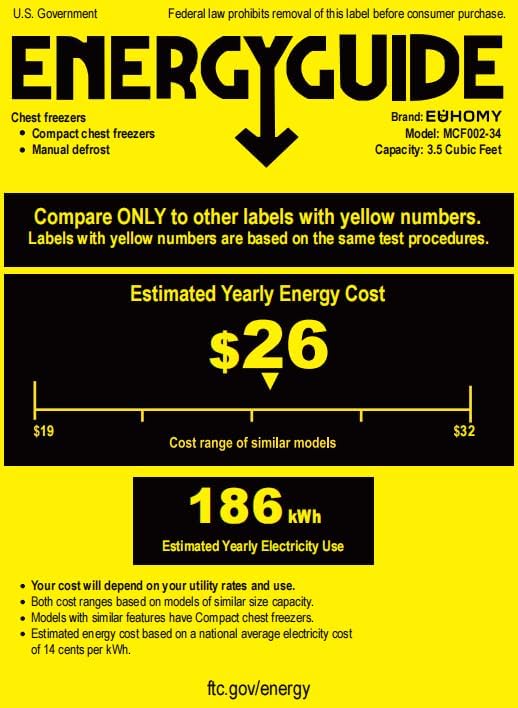 EUHOMY 3.5 Cubic Foot Upright Freezer, Small Deep Freezer, Adjustable 7 Thermostats, Quiet Mini Freezer, Freestanding Top Door