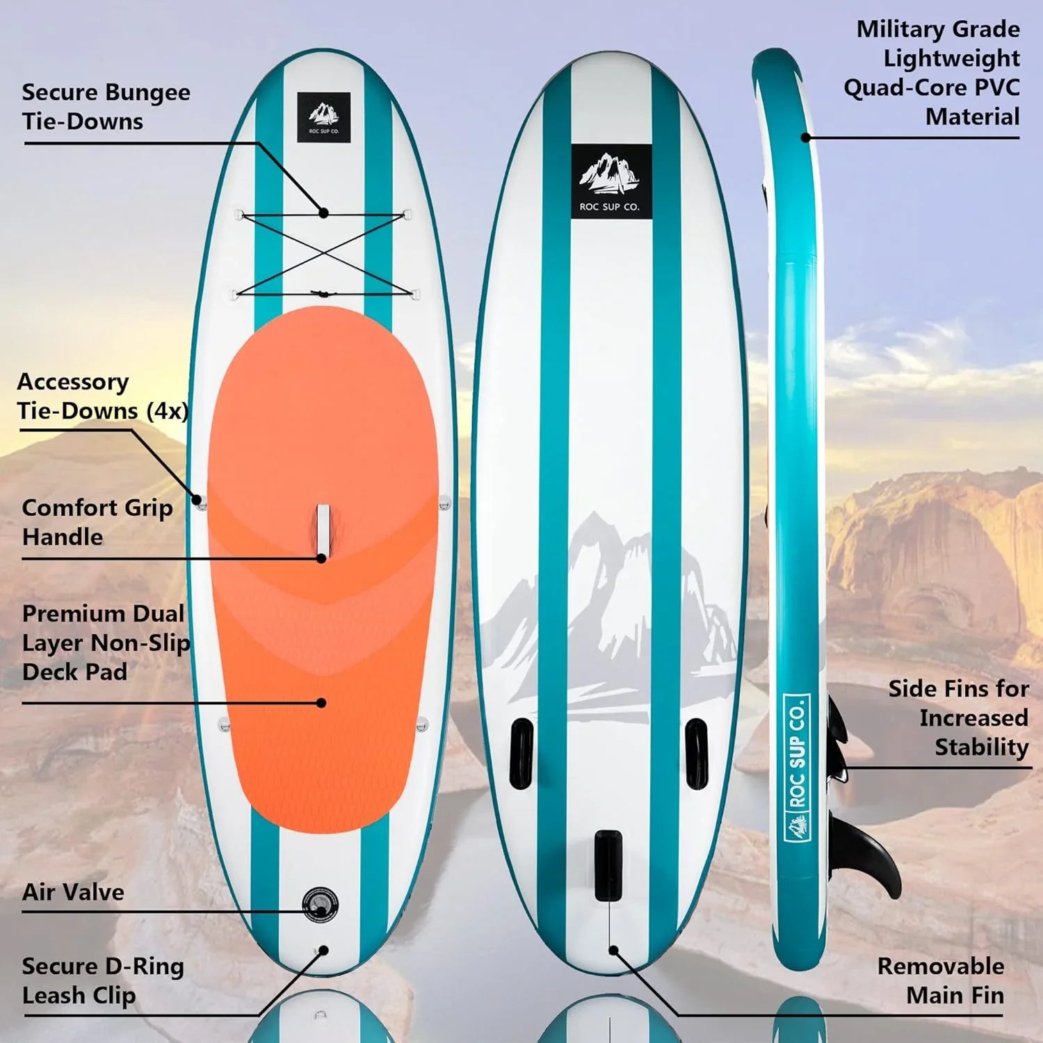 Planche de stand-up paddle gonflable ROC, accessoires de planche SUP paddle de haute qualité