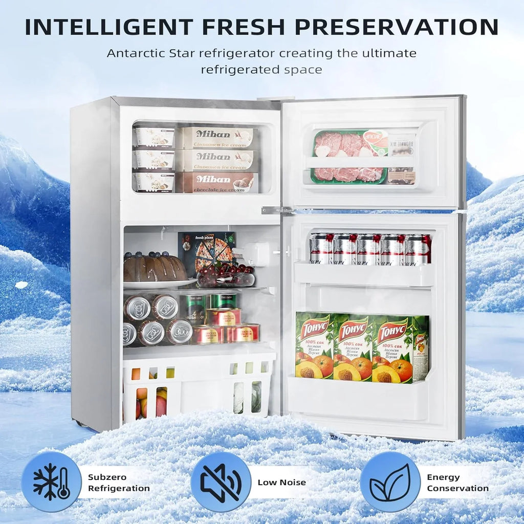 Mini-réfrigérateur NJStar de 3,2 pieds cubes avec congélateur, mini-réfrigérateur à double porte, réfrigérateur compact