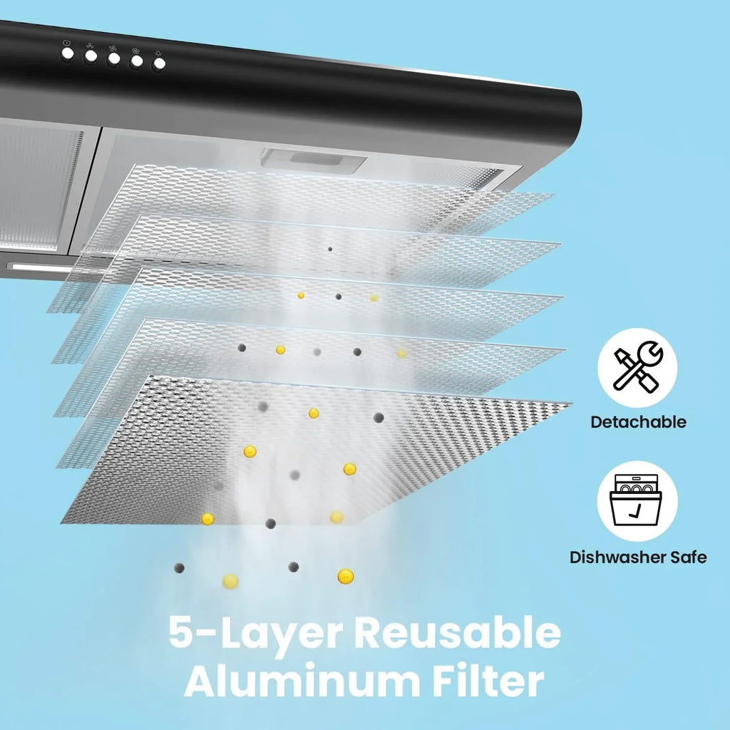 Filtre de cuisine réutilisable en acier inoxydable durable Comfee 30 po pour conduit/sans conduit sous armoire