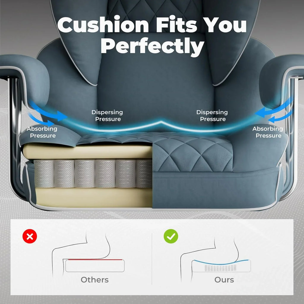 Grande chaise de bureau à dossier haut, chaise de jeu en cuir à dossier haut avec repose-pieds