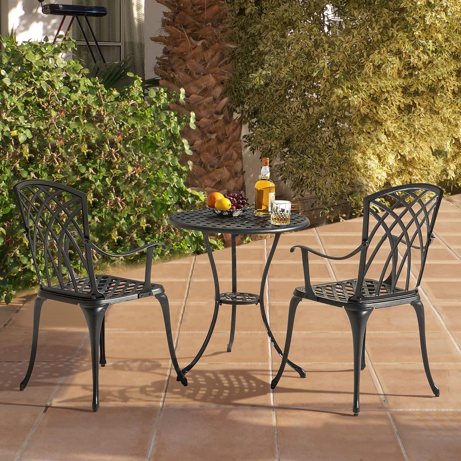 Ensemble bistro NUU GARDEN 3 pièces pour patio extérieur en aluminium moulé Ensemble table et chaises de patio